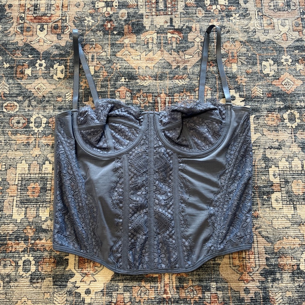 SHEIN Indigo Colored Lace Bustier Corset Top